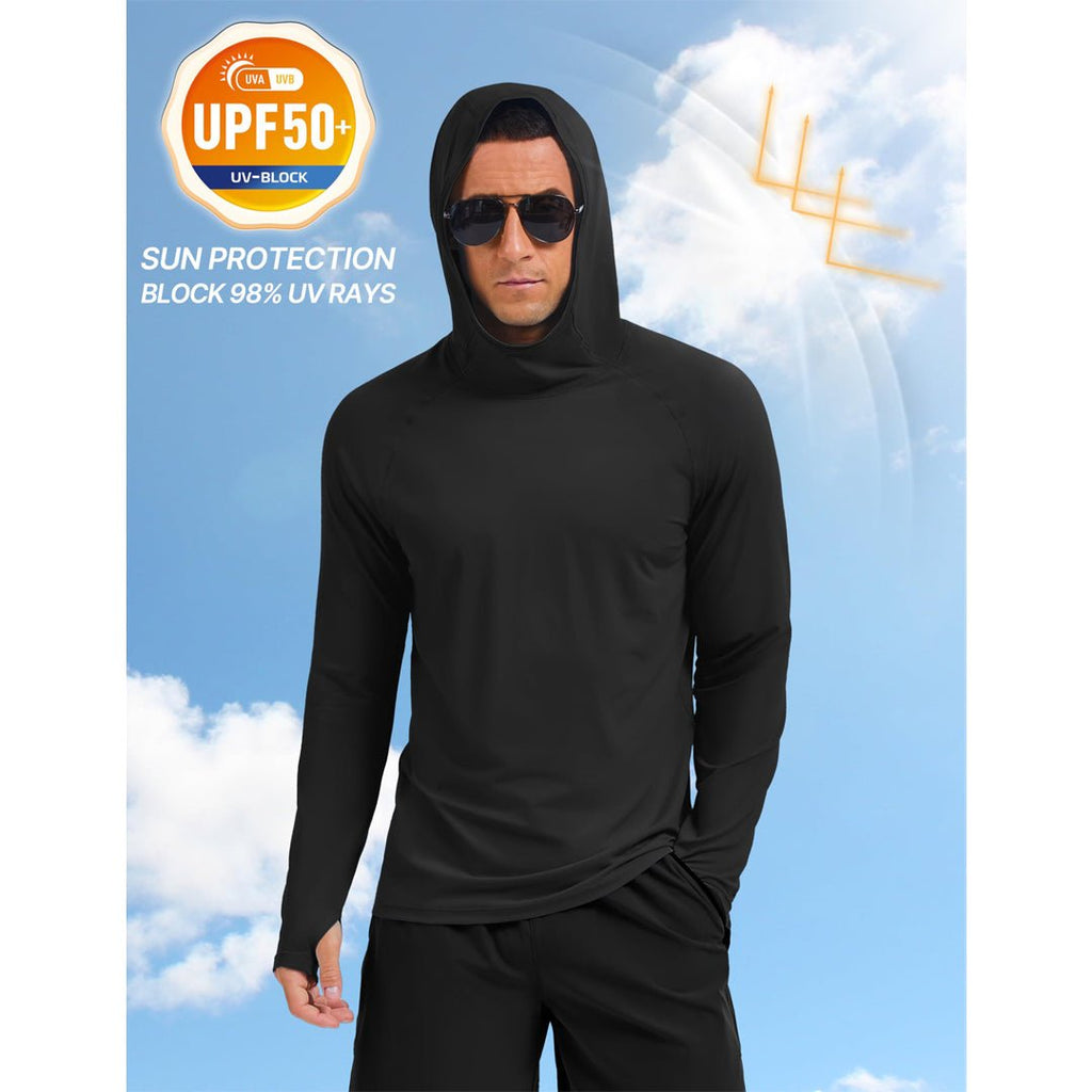 Men's UPF 50+ Sun Hoodie Long Sleeve Quick Dry Rash Guard Shirt