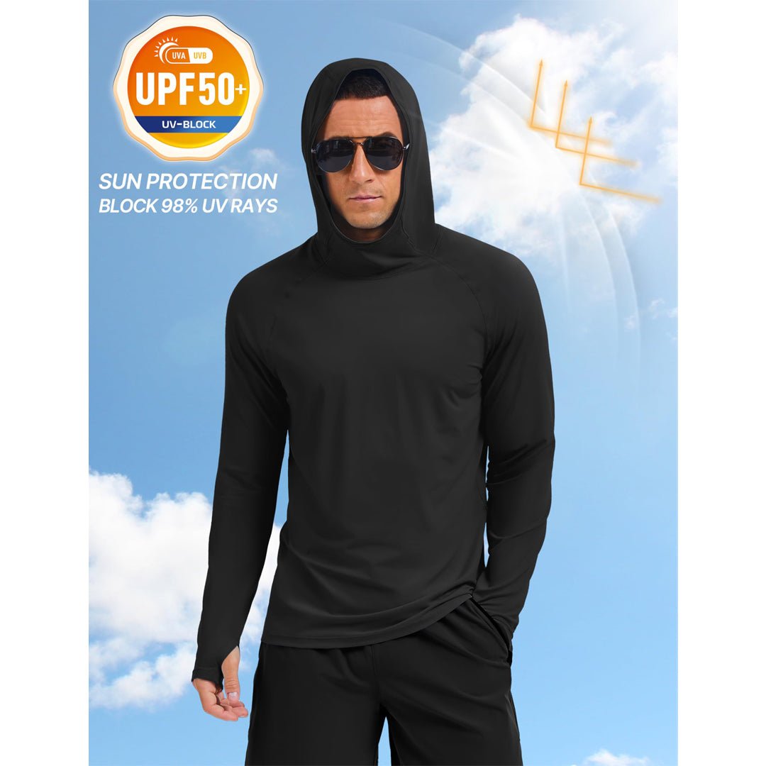 Men's UPF 50+ Sun Hoodie Long Sleeve Quick Dry Rash Guard Shirt