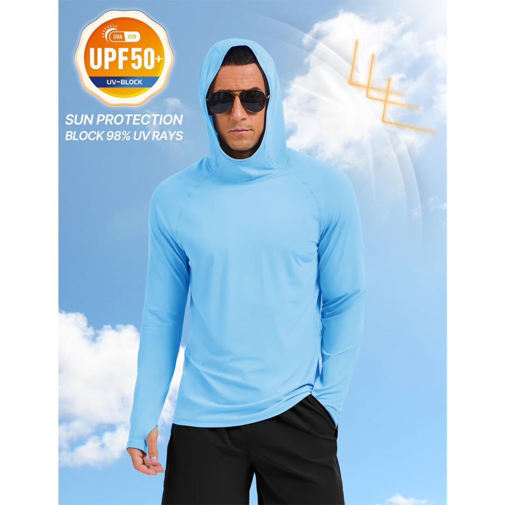 Men's UPF 50+ Sun Hoodie Long Sleeve Quick Dry Rash Guard Shirt