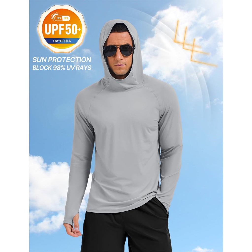 Men's UPF 50+ Sun Hoodie Long Sleeve Quick Dry Rash Guard Shirt