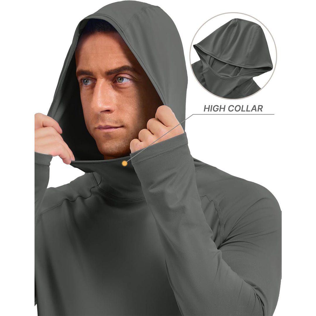 Men's UPF 50+ Sun Hoodie Long Sleeve Quick Dry Rash Guard Shirt