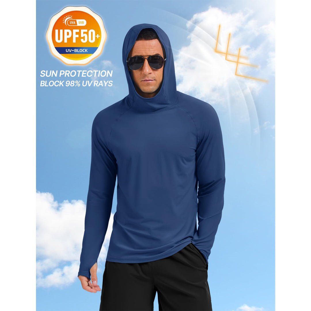 Men's UPF 50+ Sun Hoodie Long Sleeve Quick Dry Rash Guard Shirt