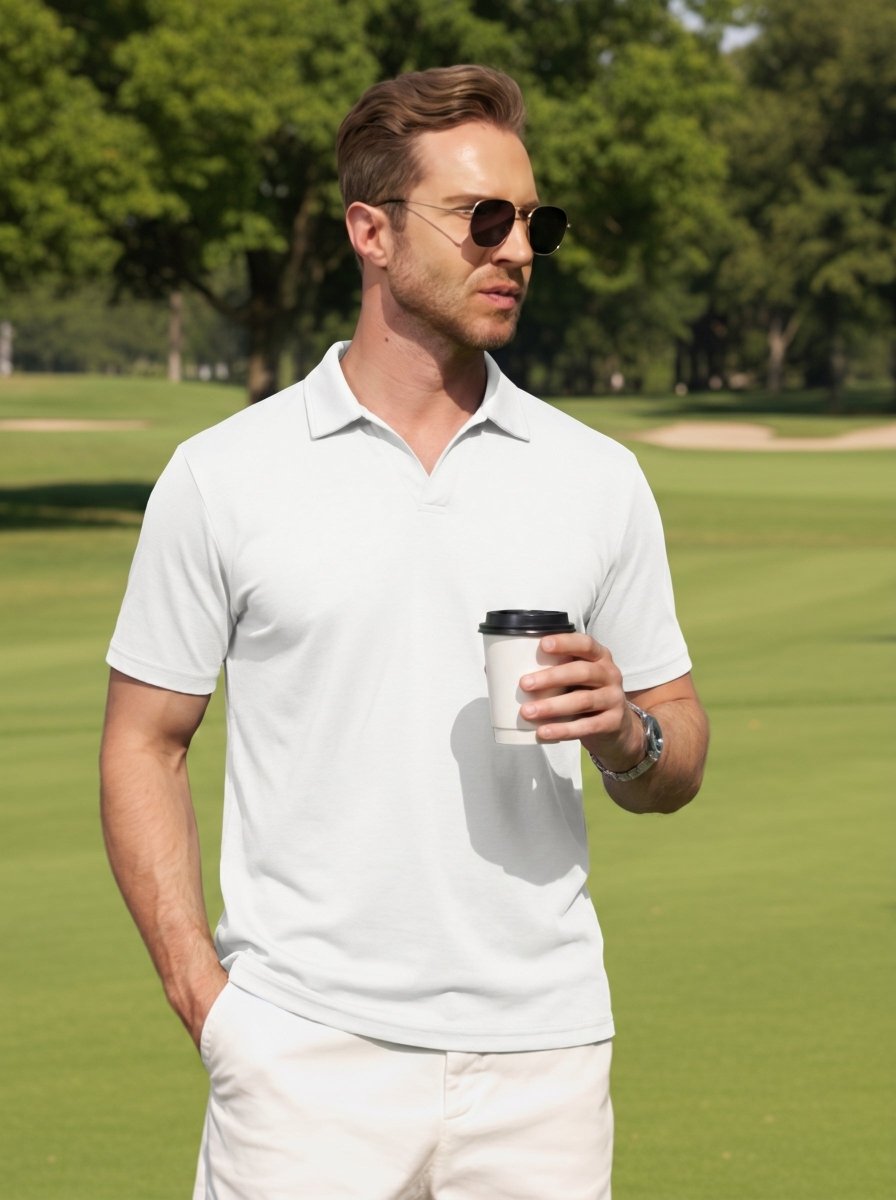 Men's V Neck Short Sleeve Knitted Golf T Shirts