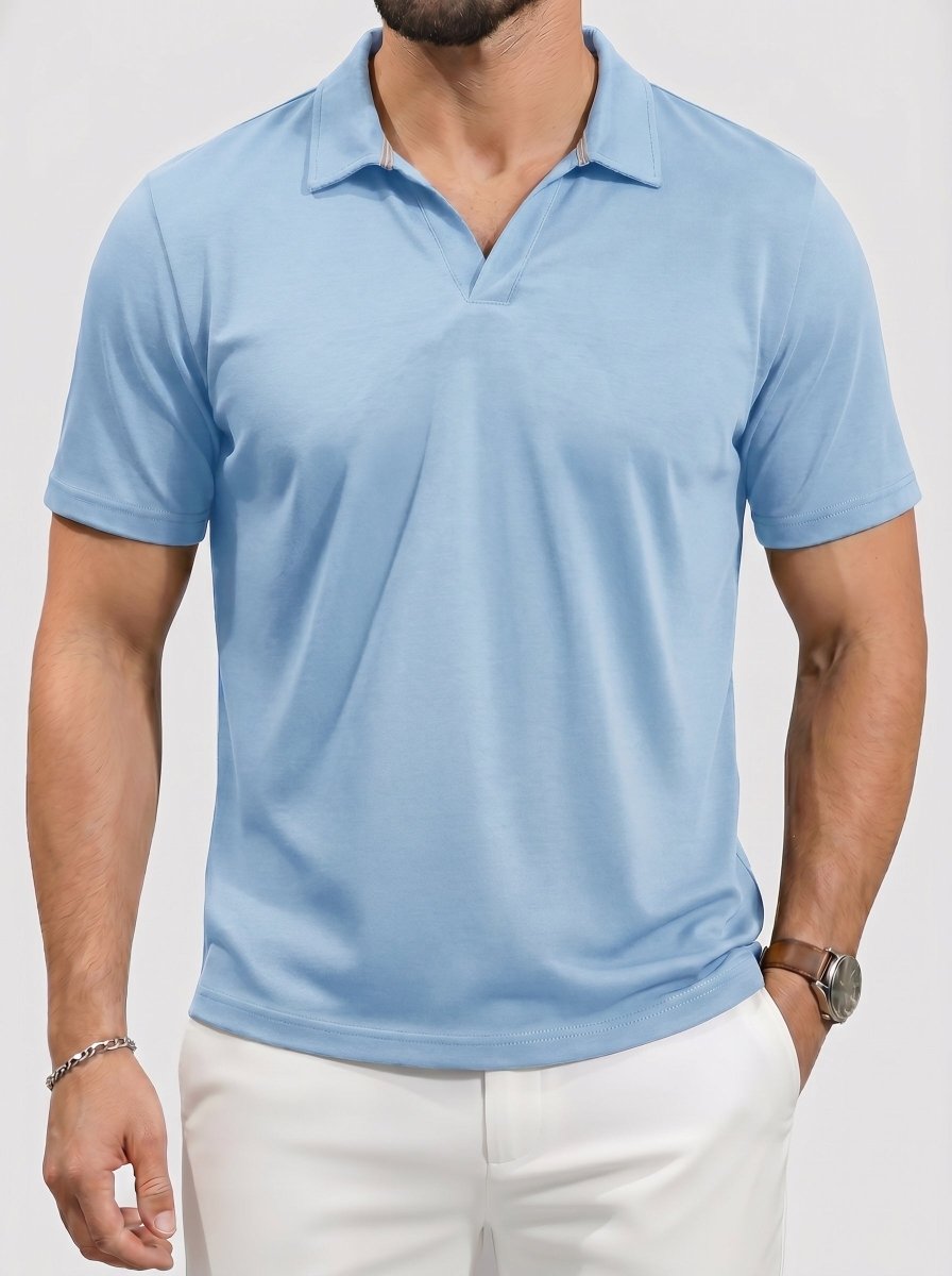 Men's V Neck Short Sleeve Knitted Golf T Shirts