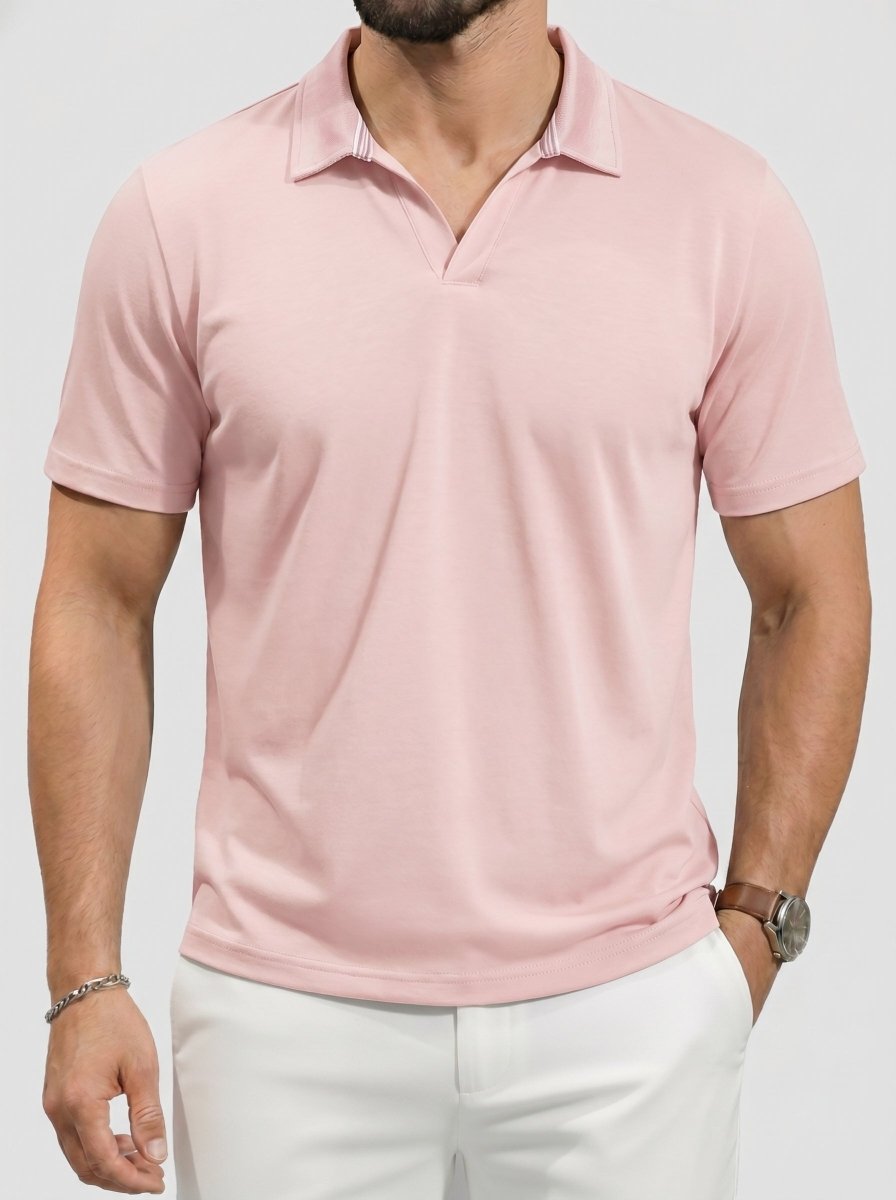 Men's V Neck Short Sleeve Knitted Golf T Shirts