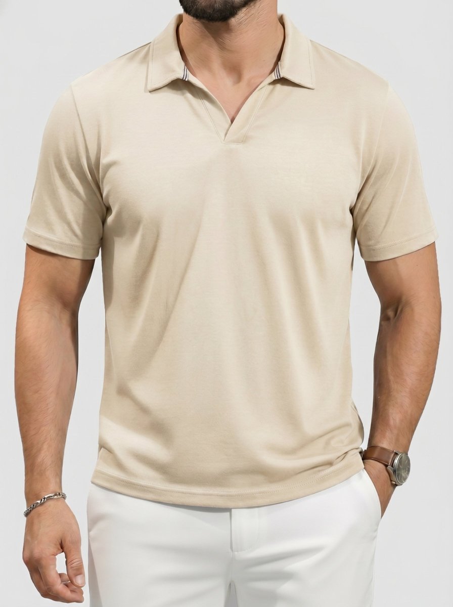 Men's V Neck Short Sleeve Knitted Golf T Shirts