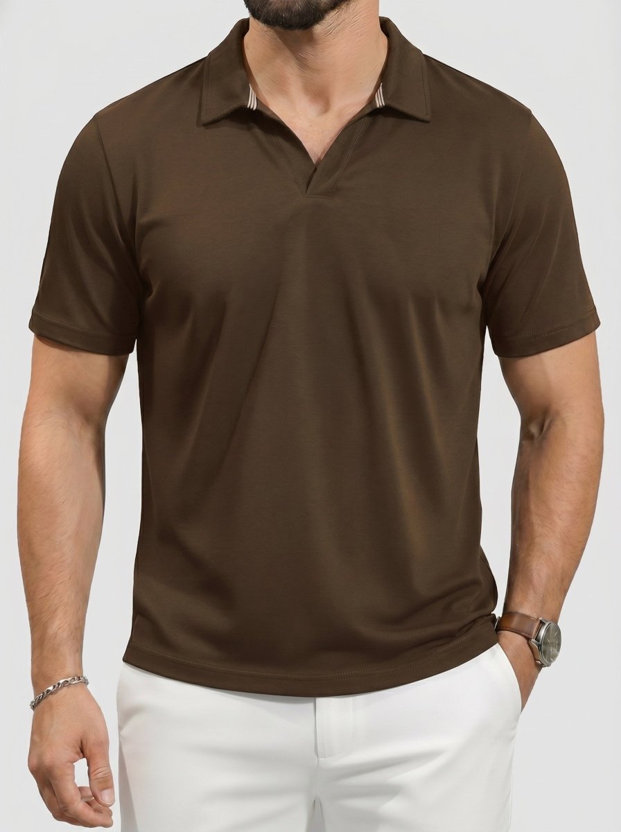 Men's V Neck Short Sleeve Knitted Golf T Shirts