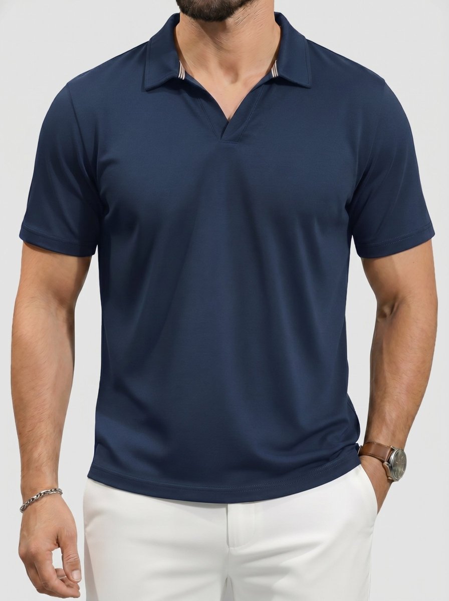 Men's V Neck Short Sleeve Knitted Golf T Shirts