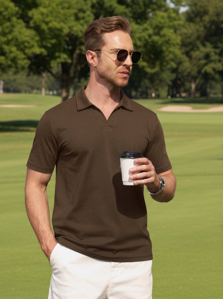Men's V Neck Short Sleeve Knitted Golf T Shirts