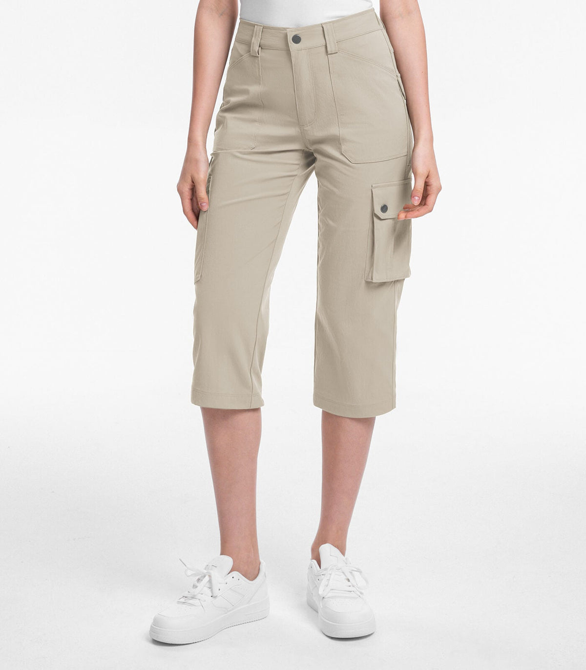 Women's Cargo Capris Pants High Waist Waterproof Hiking - HikerFlex W012