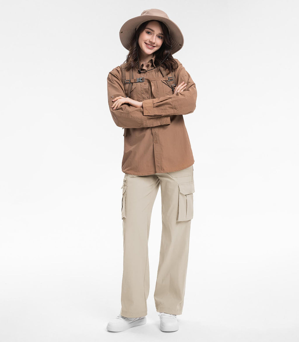 Women's Cargo Hiking Pants High Waisted - HikerFlex W037