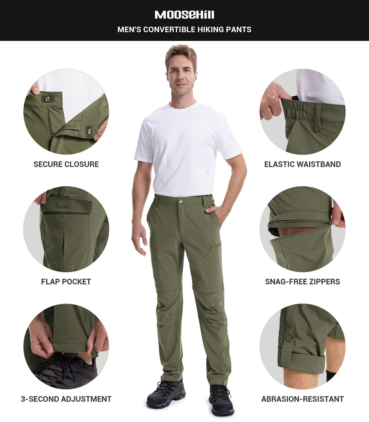 Men's Convertible Hiking Pants Quick Dry Cargo Pants - HikerFlex M015