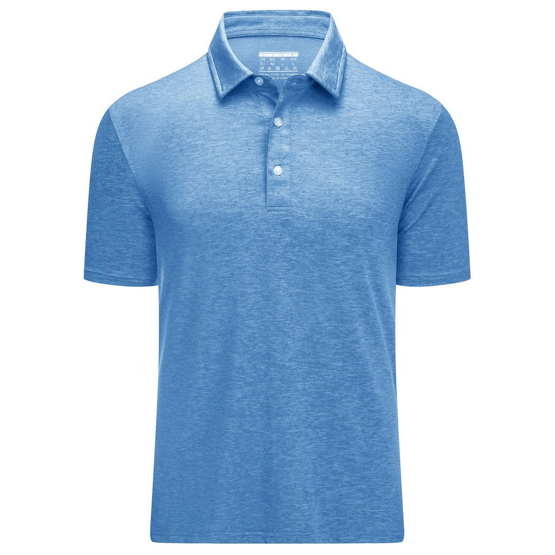 Men's Golf 3 Buttons Spread Collar Solid Quick Dry Polo Shirt