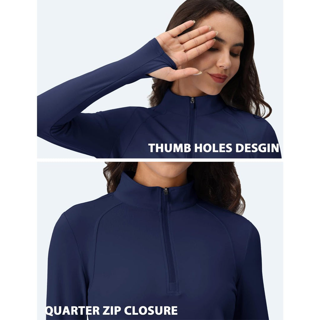 Women's Long Sleeve Quarter Zip Running Athletic Top