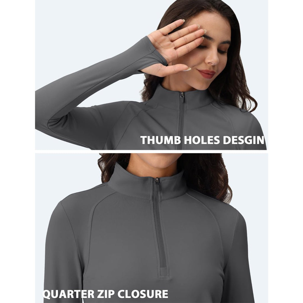 Women's Long Sleeve Quarter Zip Running Athletic Top