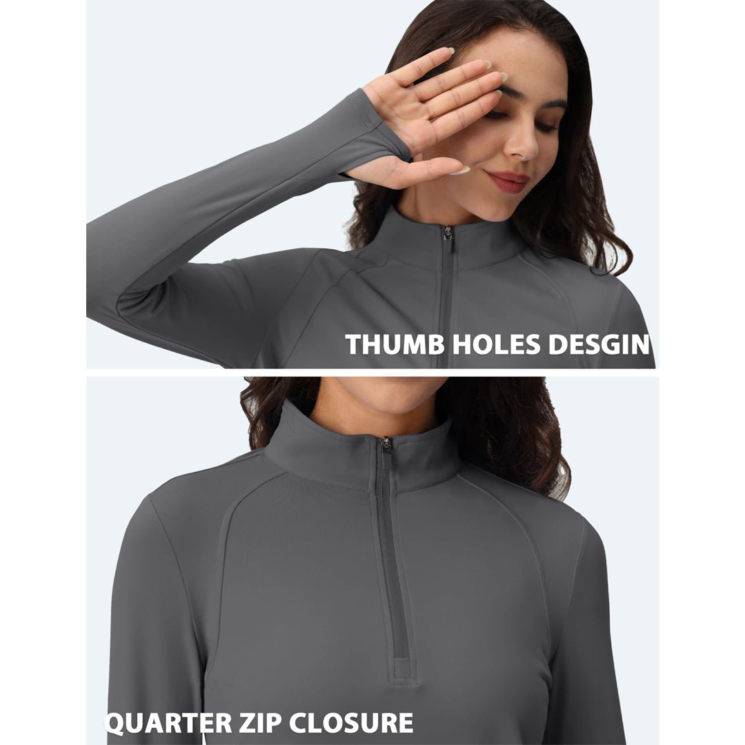Women's Long Sleeve Quarter Zip Running Athletic Top