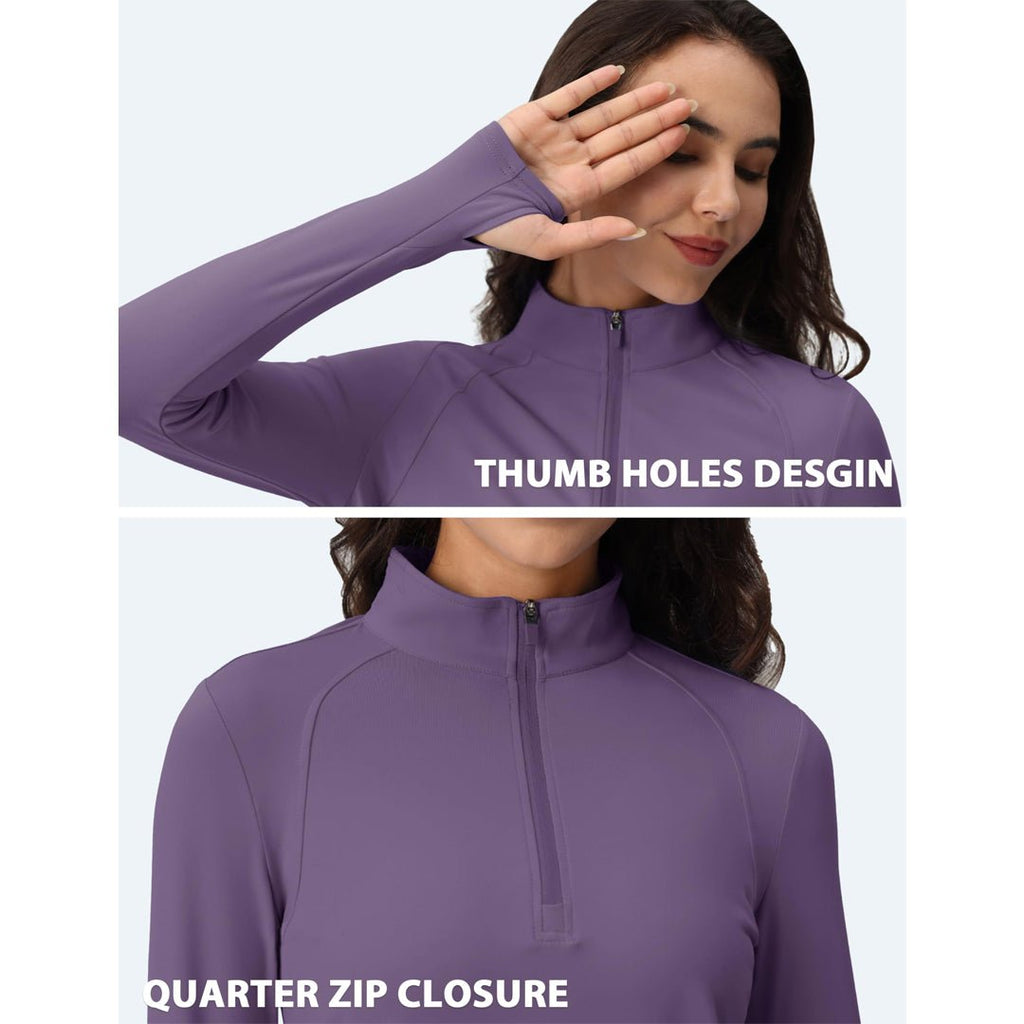 Women's Long Sleeve Quarter Zip Running Athletic Top