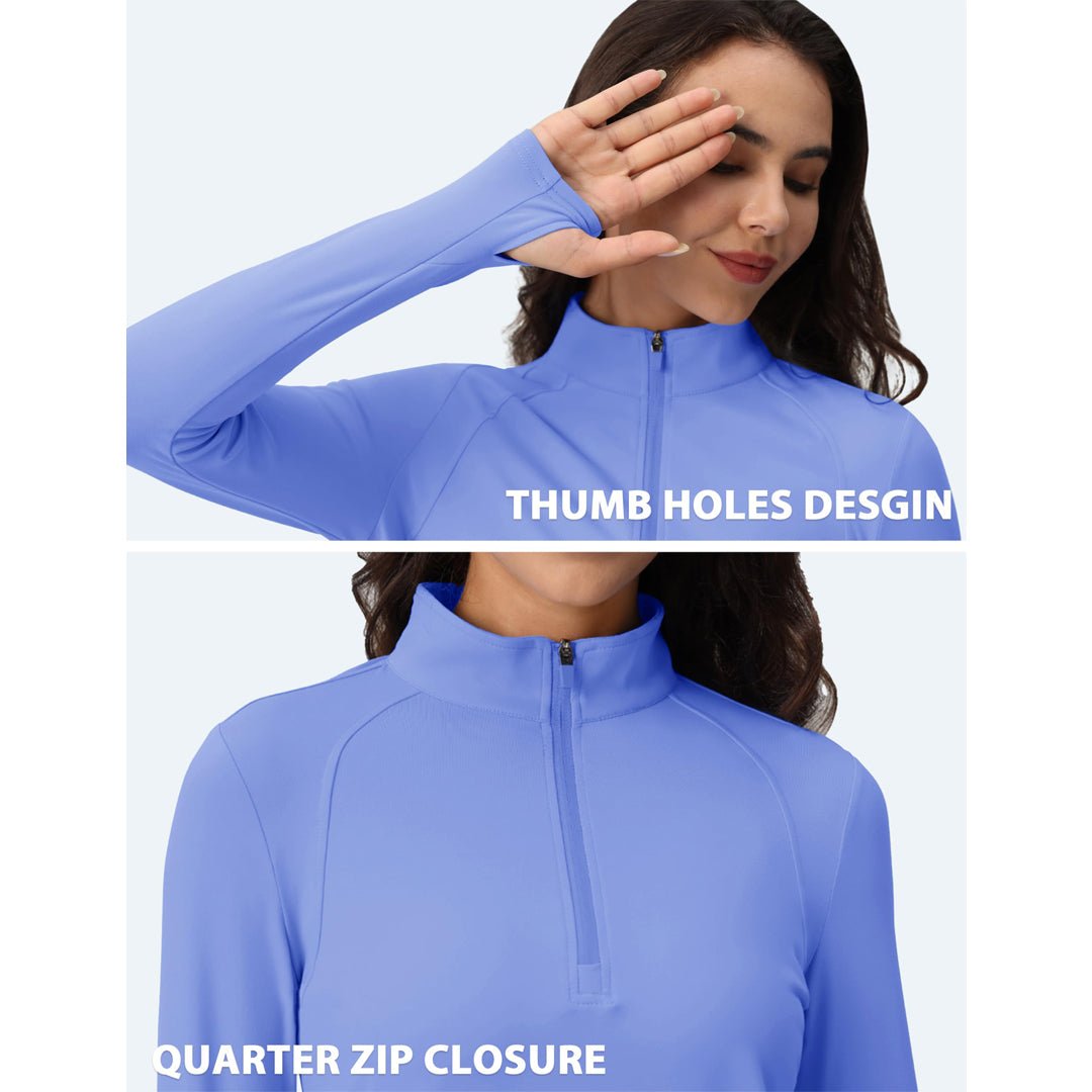 Women's Long Sleeve Quarter Zip Running Athletic Top
