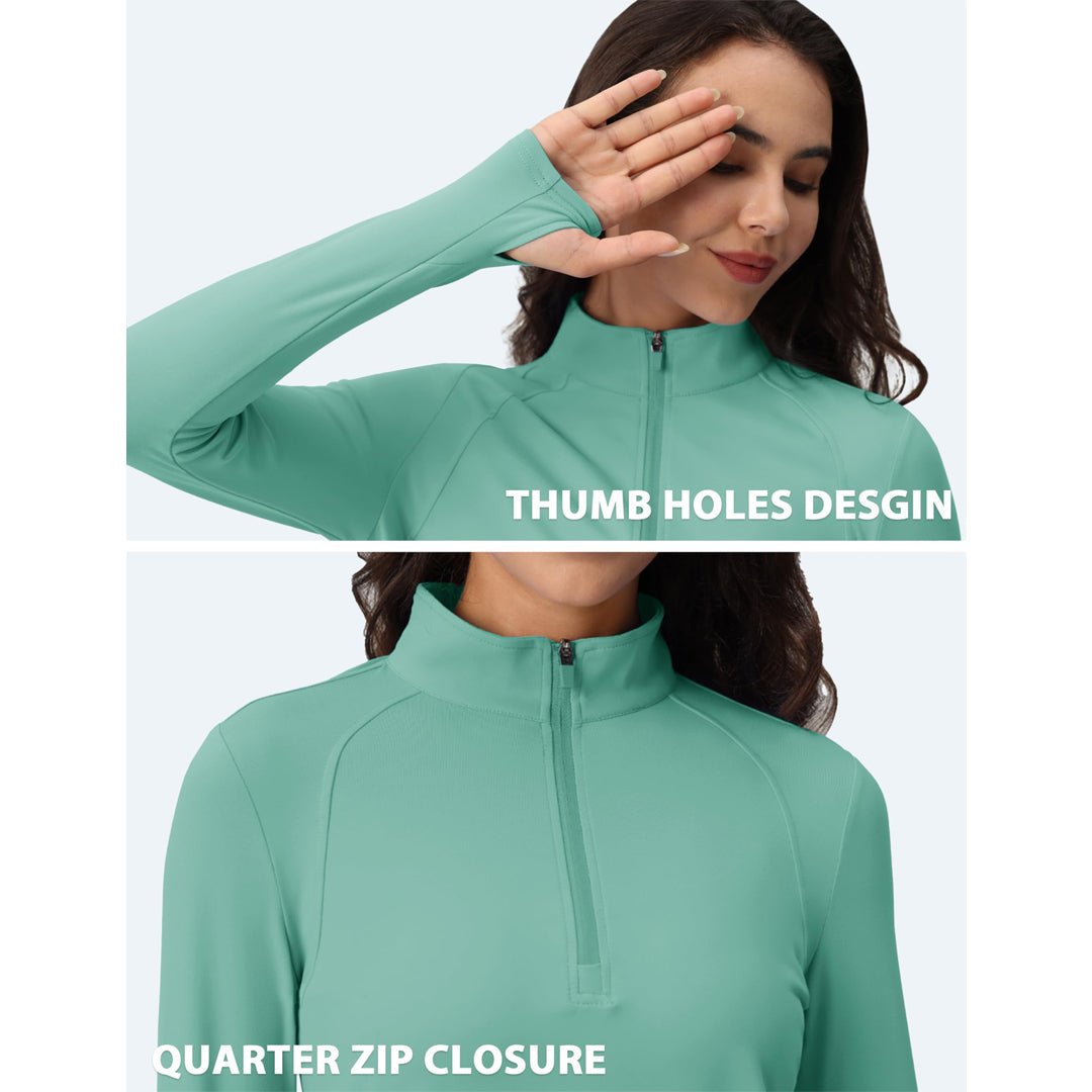 Women's Long Sleeve Quarter Zip Running Athletic Top