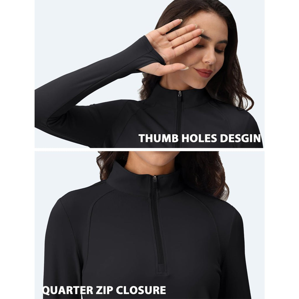 Women's Long Sleeve Quarter Zip Running Athletic Top
