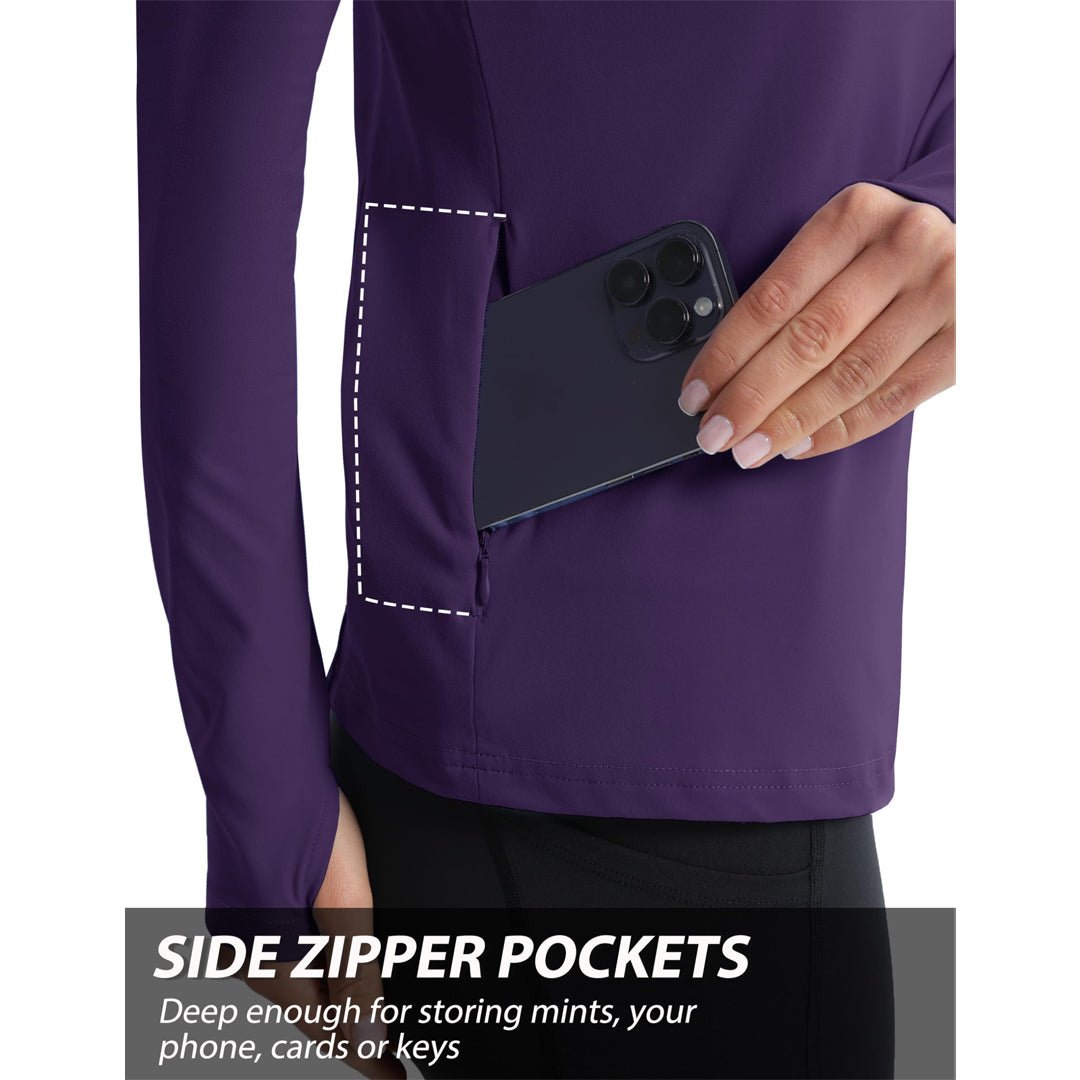 Women's Long Sleeve Quarter Zip Running Athletic Top