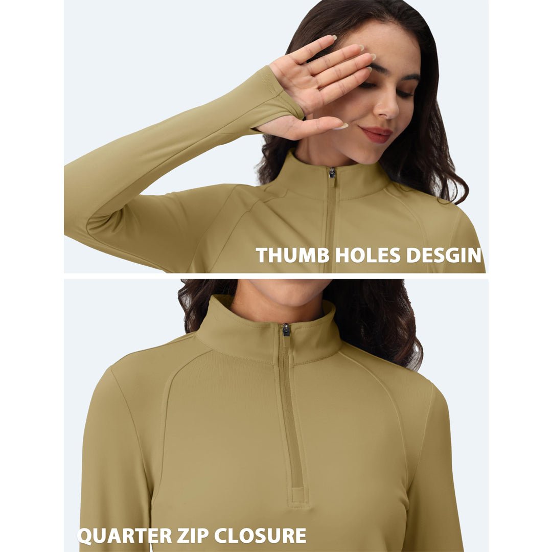 Women's Long Sleeve Quarter Zip Running Athletic Top