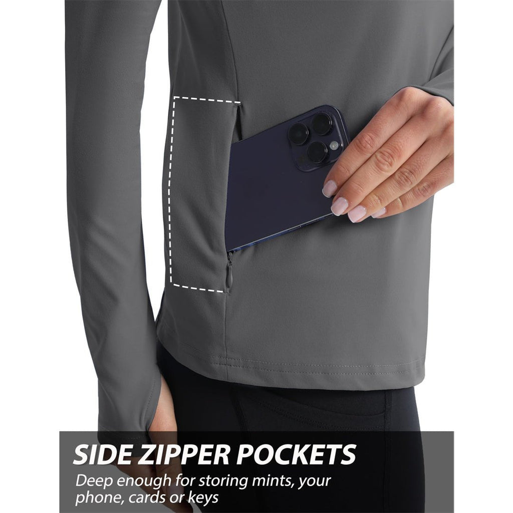 Women's Long Sleeve Quarter Zip Running Athletic Top