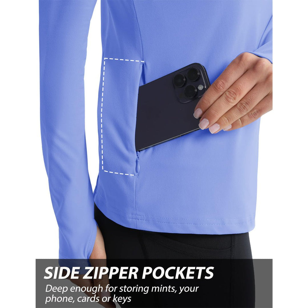 Women's Long Sleeve Quarter Zip Running Athletic Top