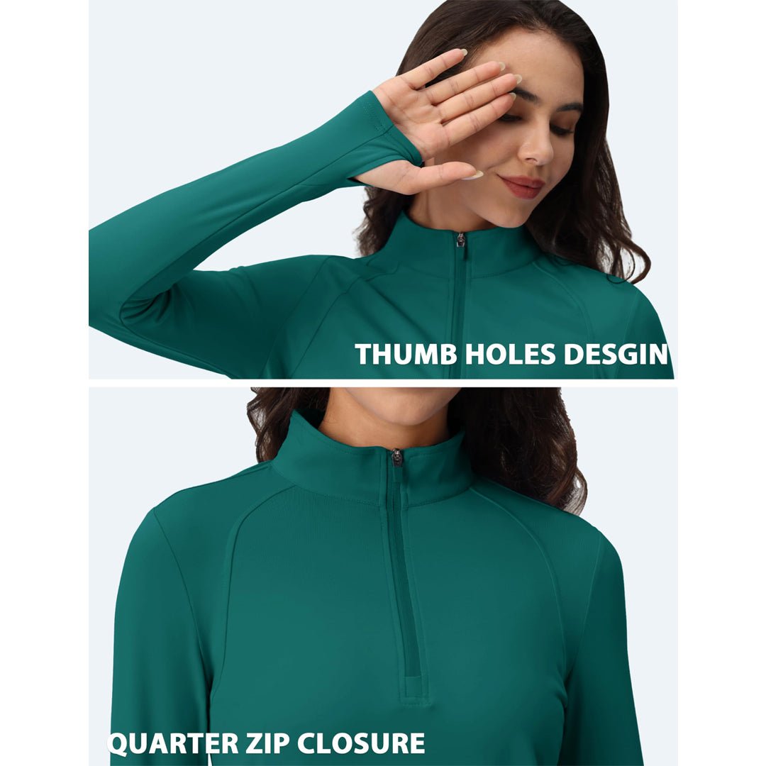 Women's Long Sleeve Quarter Zip Running Athletic Top