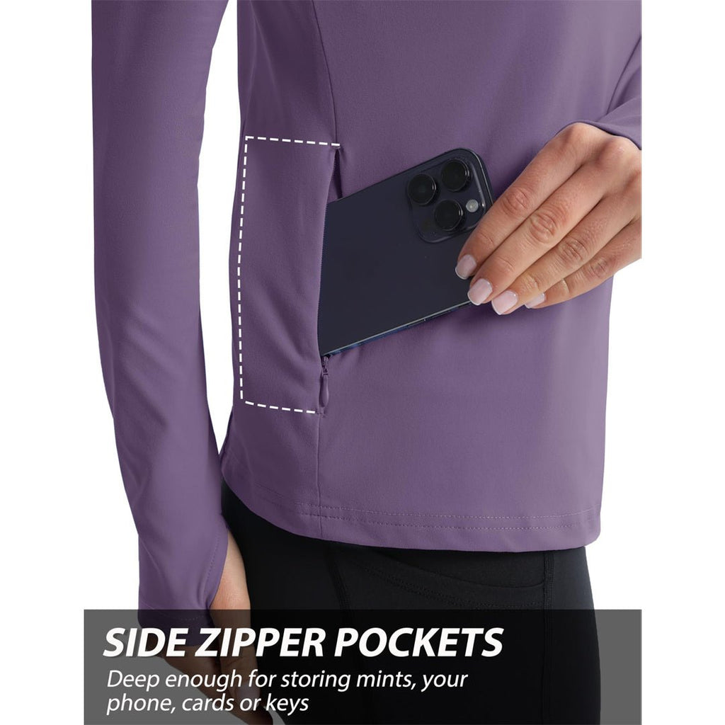 Women's Long Sleeve Quarter Zip Running Athletic Top