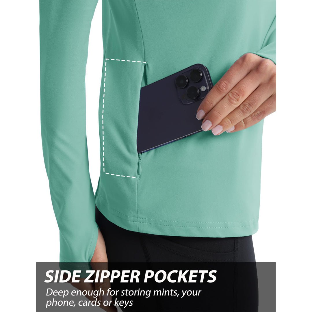Women's Long Sleeve Quarter Zip Running Athletic Top