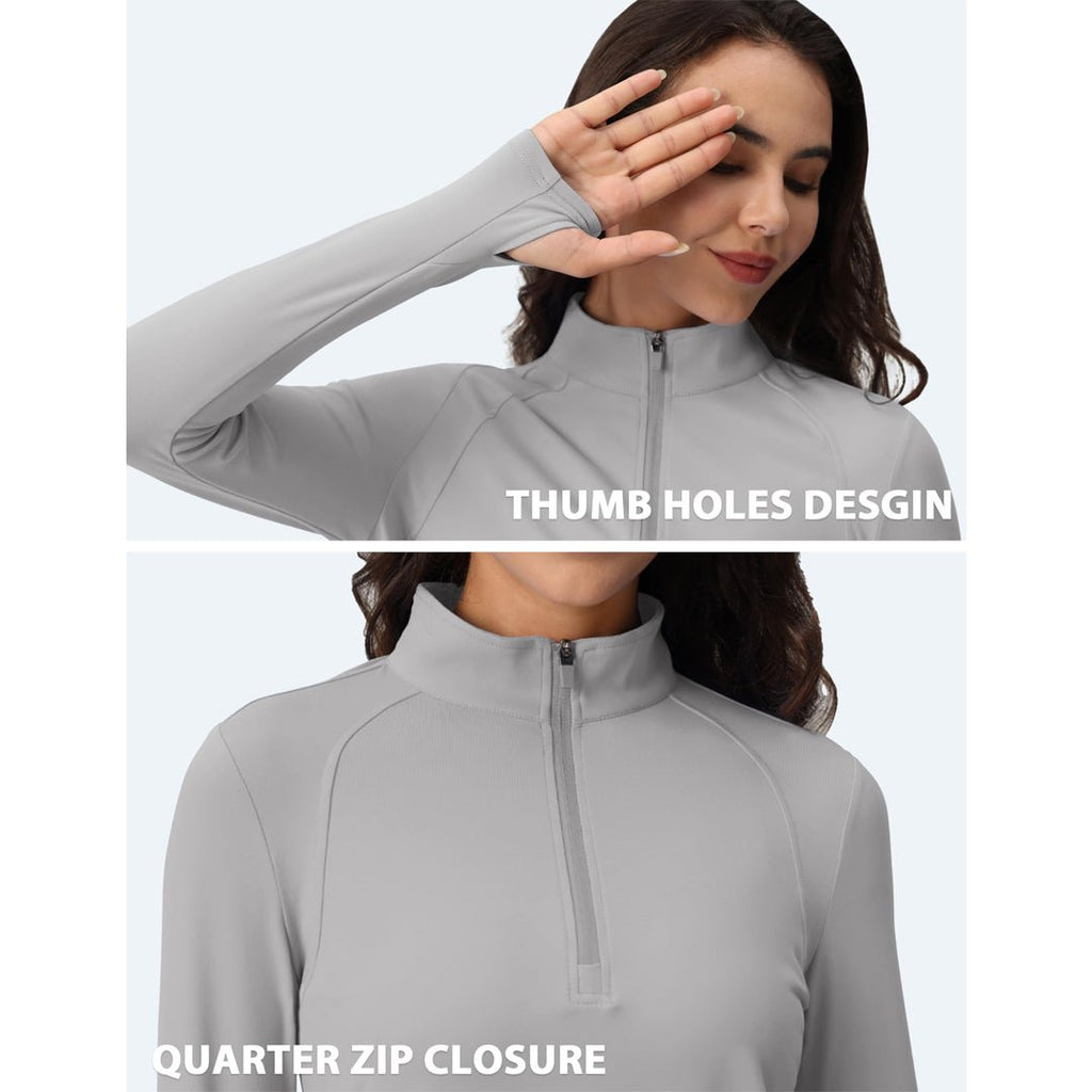 Women's Long Sleeve Quarter Zip Running Athletic Top