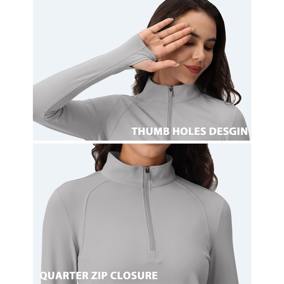 Women's Long Sleeve Quarter Zip Running Athletic Top