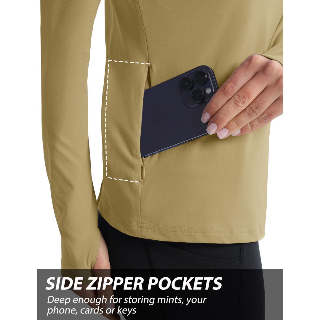Women's Long Sleeve Quarter Zip Running Athletic Top