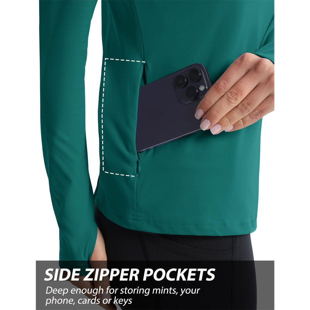Women's Long Sleeve Quarter Zip Running Athletic Top