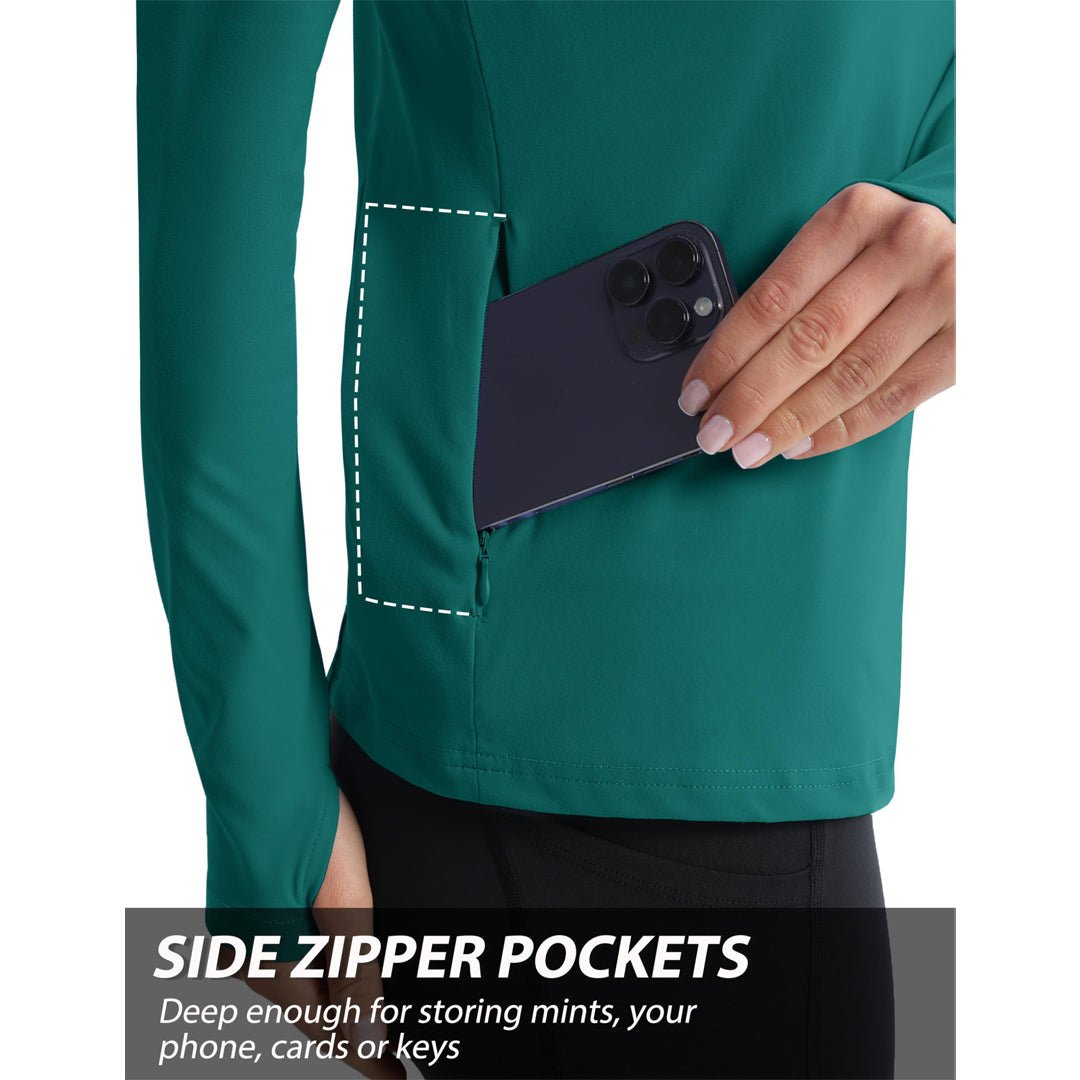 Women's Long Sleeve Quarter Zip Running Athletic Top