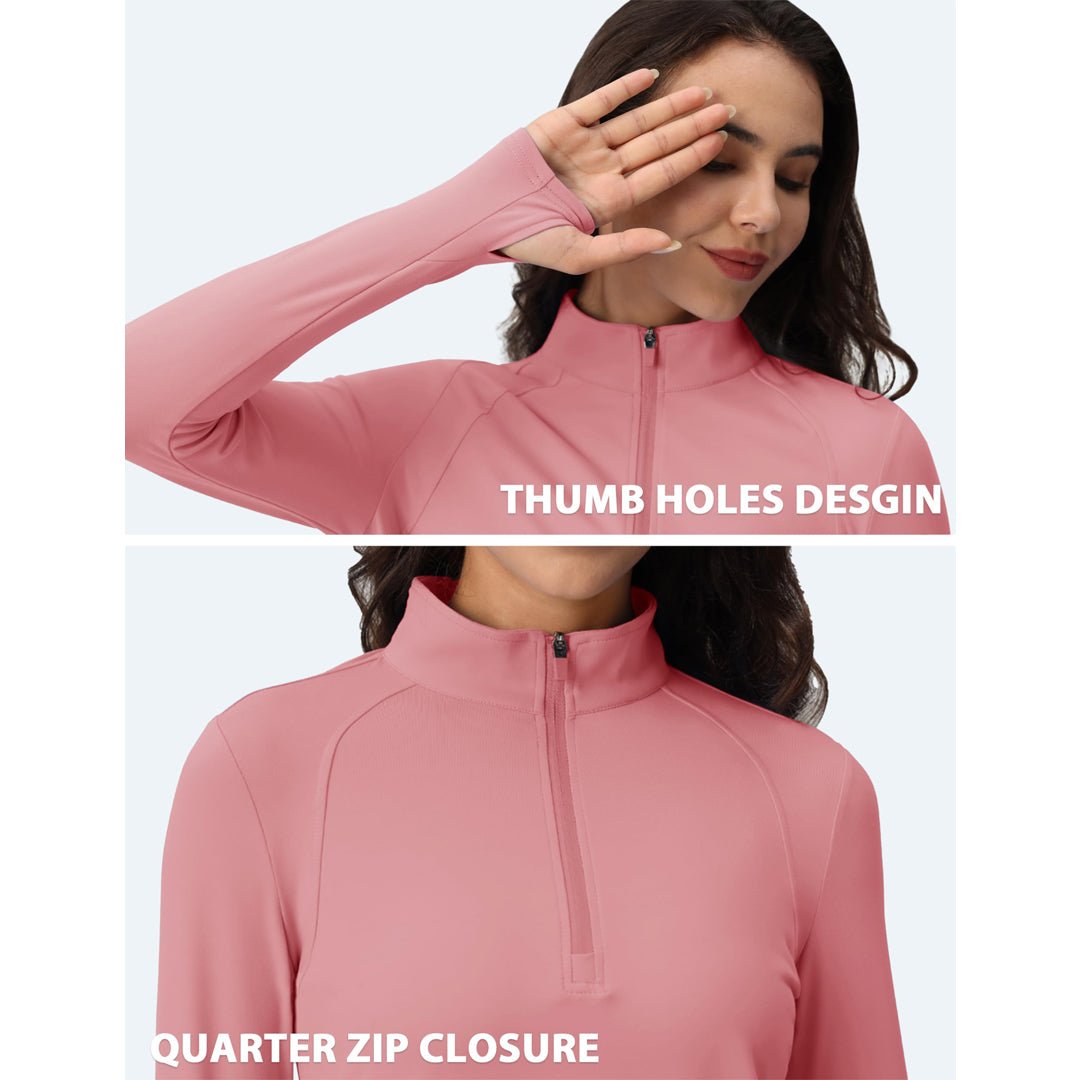 Women's Long Sleeve Quarter Zip Running Athletic Top