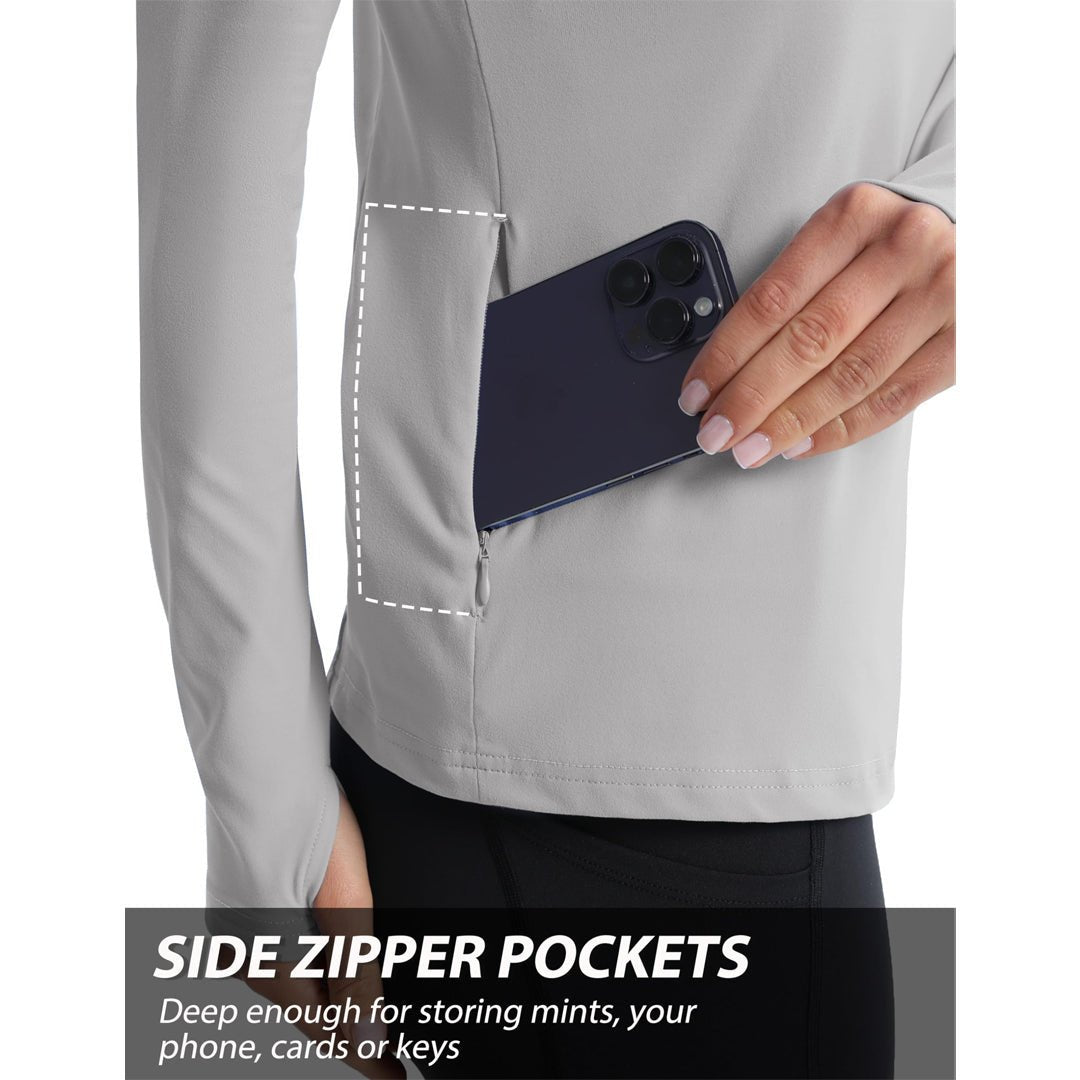 Women's Long Sleeve Quarter Zip Running Athletic Top