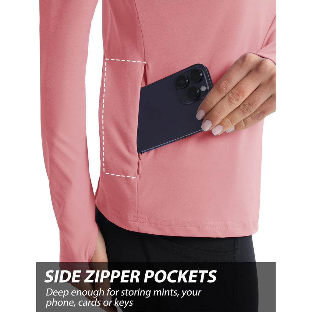 Women's Long Sleeve Quarter Zip Running Athletic Top