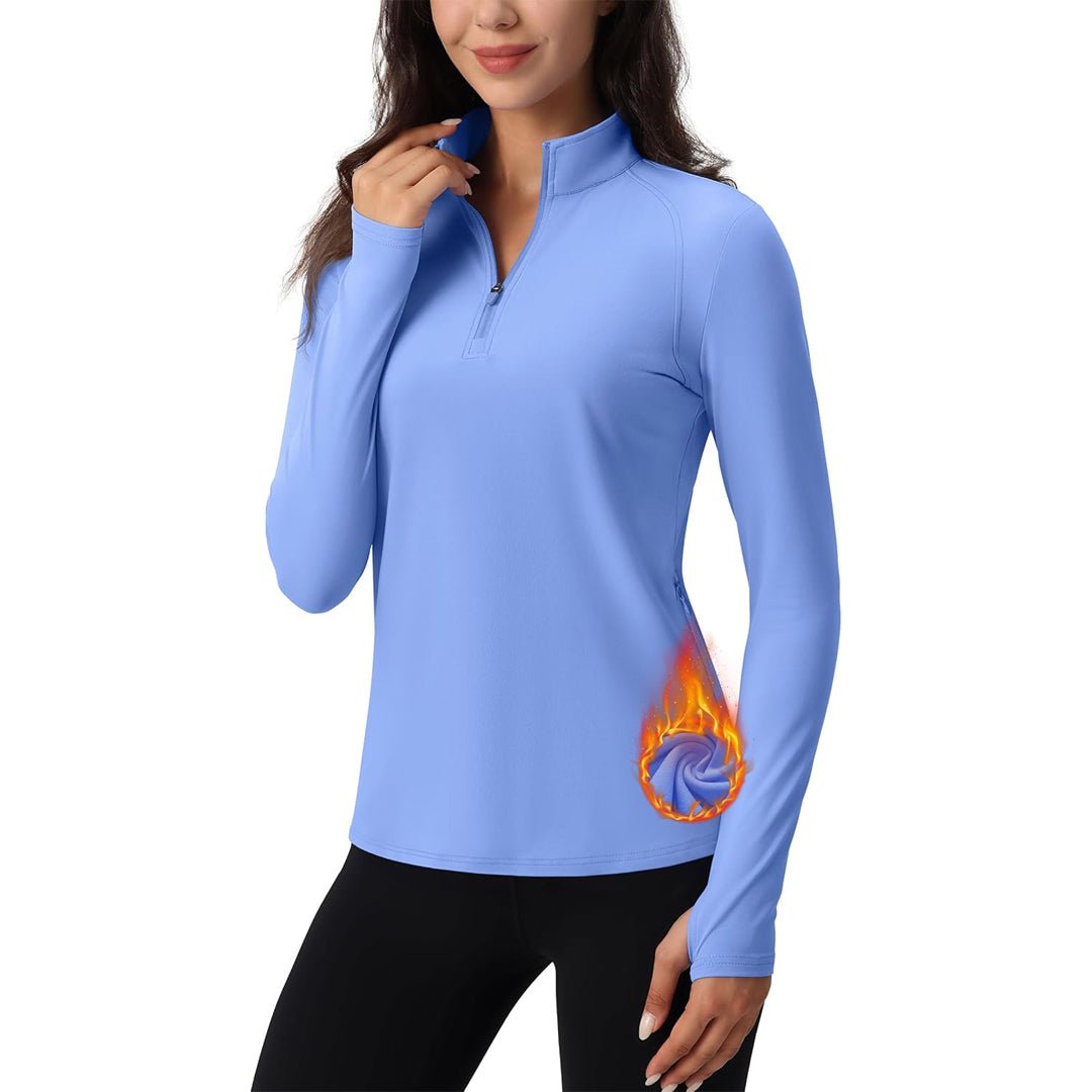 Women's Long Sleeve Quarter Zip Running Athletic Top