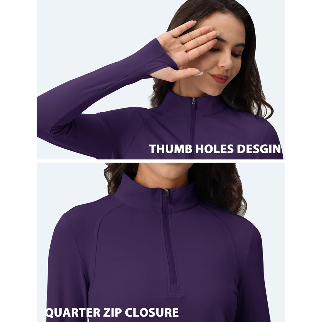 Women's Long Sleeve Quarter Zip Running Athletic Top